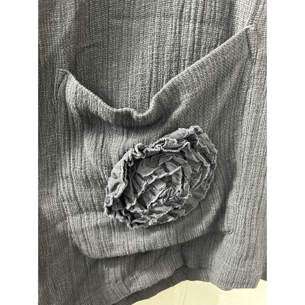 Soft Surroundings Crinkle Gauze Tunic XS Gray Rosette Pocket Boho Lagenlook - Picture 2 of 16